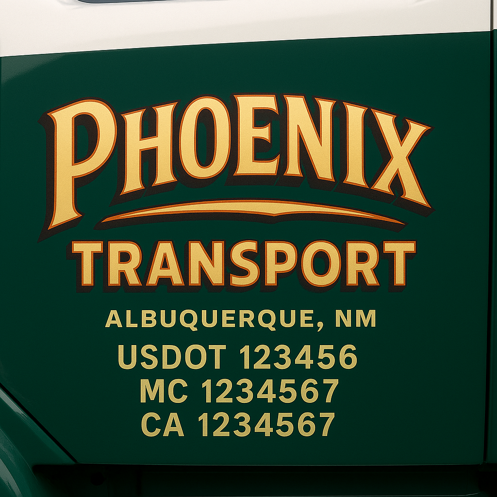 Custom Truck Door Decal Sticker Signs | Trucking or Business Name with City, USDOT, MC, CA Lettering Truck Signs
