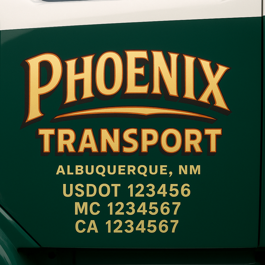 Custom Truck Door Decal Sticker Signs | Trucking or Business Name with City, USDOT, MC, CA Lettering Truck Signs