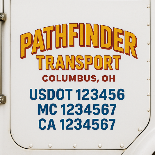 Custom Truck Door Decal Sticker Signs | Trucking or Business Name with City, USDOT, MC, CA Lettering Truck Signs