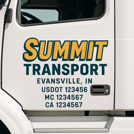 Custom Truck Door Decal Sticker Signs | Trucking or Business Name with City, USDOT, MC, CA Lettering Truck Signs