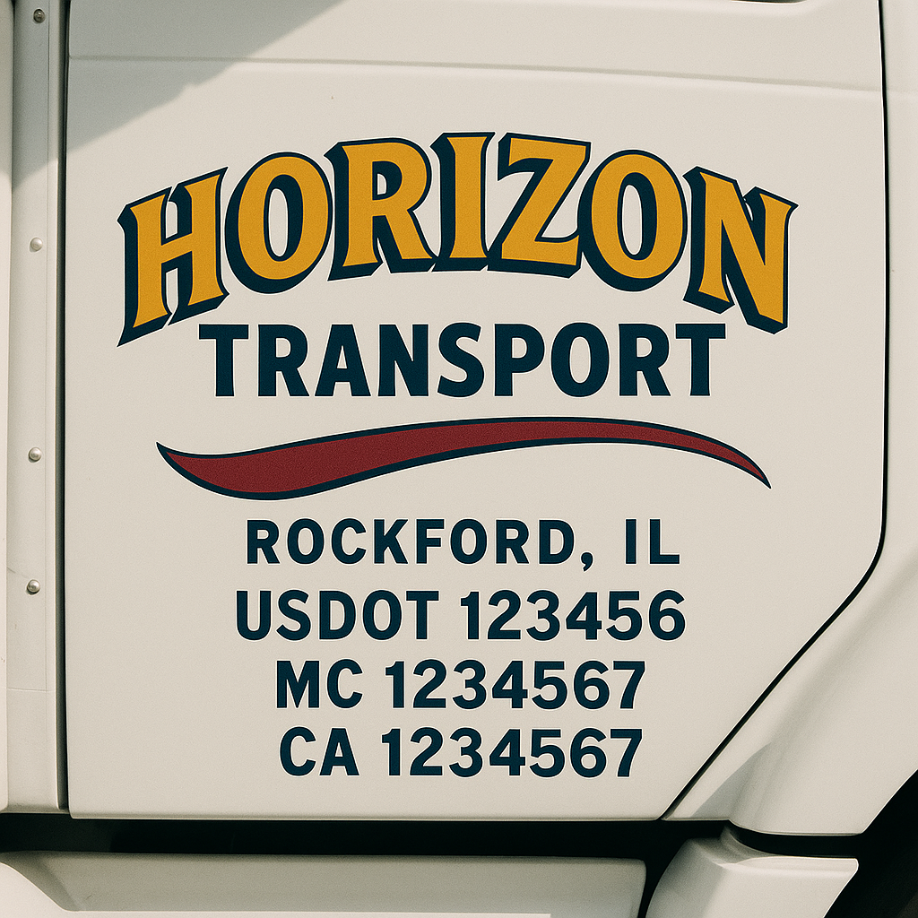 Custom Truck Door Decal Sticker Signs | Trucking or Business Name with City, USDOT, MC, CA Lettering Truck Signs