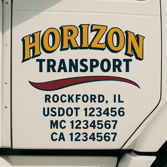 Custom Truck Door Decal Sticker Signs | Trucking or Business Name with City, USDOT, MC, CA Lettering Truck Signs