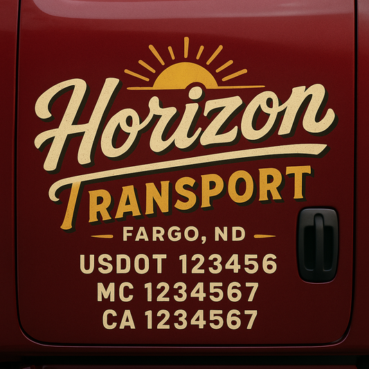 Custom Truck Door Decal Sticker Signs | Trucking or Business Name with City, USDOT, MC, CA Lettering Truck Signs