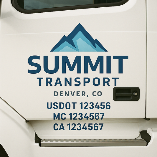 Custom Truck Door Decal Sticker Signs | Trucking or Business Name with City, USDOT, MC, CA Lettering Truck Signs