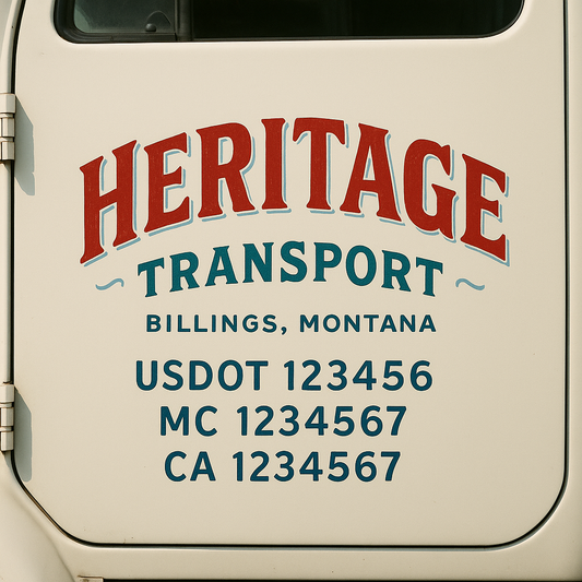 Custom Truck Door Decal Sticker Signs | Trucking or Business Name with City, USDOT, MC, CA Lettering Truck Signs