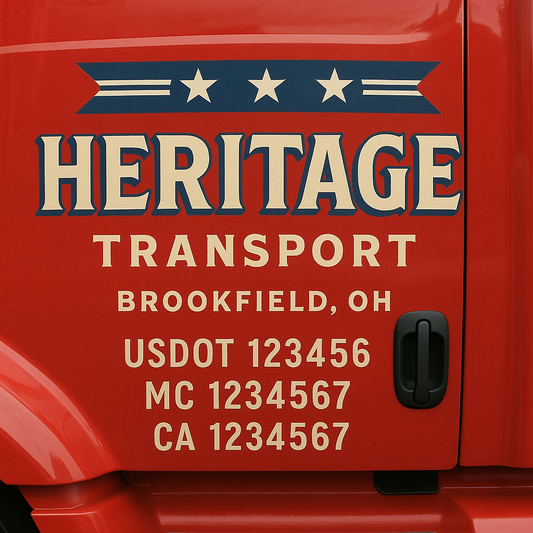 Custom Truck Door Decal Sticker Signs | Trucking or Business Name with City, USDOT, MC, CA Lettering Truck Signs
