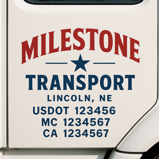 Custom Truck Door Decal Sticker Signs | Trucking or Business Name with City, USDOT, MC, CA Lettering Truck Signs