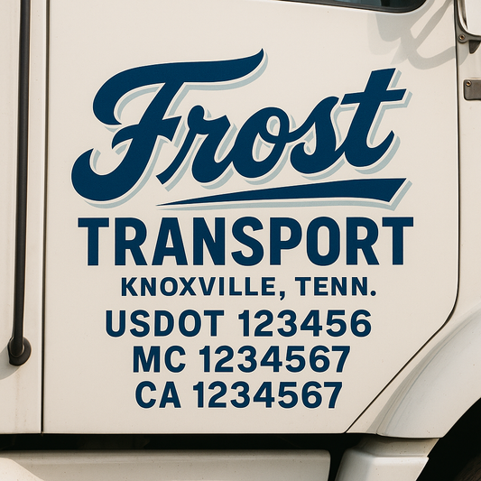 Custom Truck Door Decal Sticker Signs | Trucking or Business Name with City, USDOT, MC, CA Lettering Truck Signs