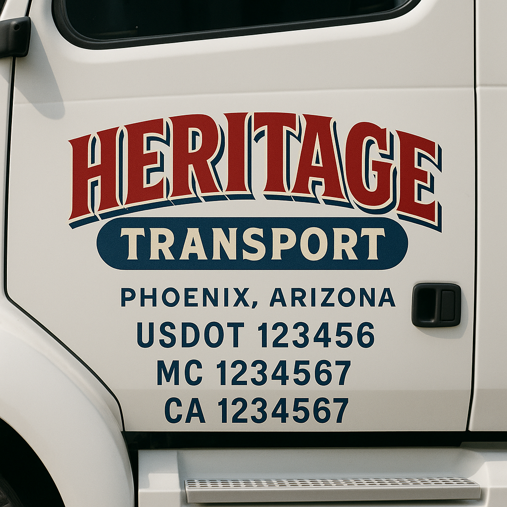 Custom Truck Door Decal Sticker Signs | Trucking or Business Name with City, USDOT, MC, CA Lettering Truck Signs