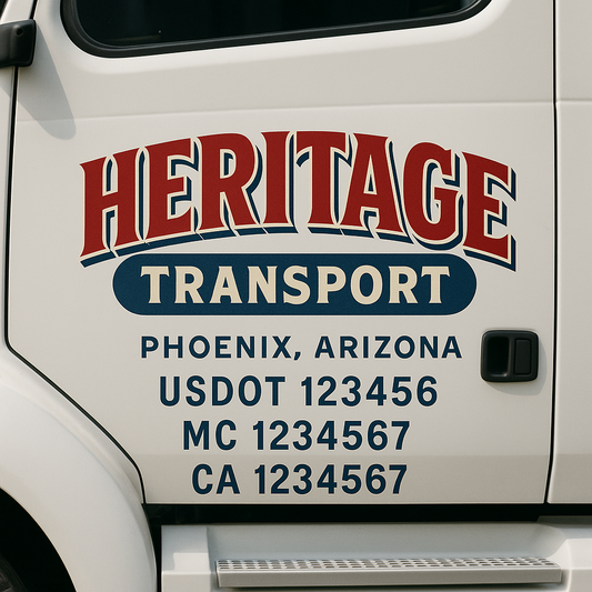 Custom Truck Door Decal Sticker Signs | Trucking or Business Name with City, USDOT, MC, CA Lettering Truck Signs