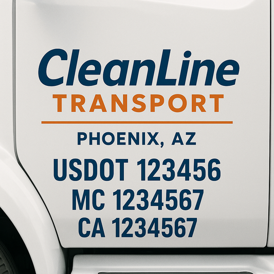 Custom Truck Door Decal Sticker Signs | Trucking or Business Name with City, USDOT, MC, CA Lettering Truck Signs