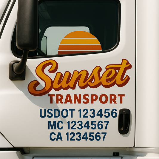 Custom Truck Door Decal Sticker Signs | Trucking or Business Name with City, USDOT, MC, CA Lettering Truck Signs