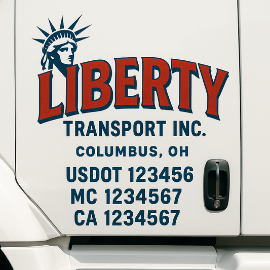 Custom Truck Door Decal Sticker Signs | Trucking or Business Name with City, USDOT, MC, CA Lettering Truck Signs