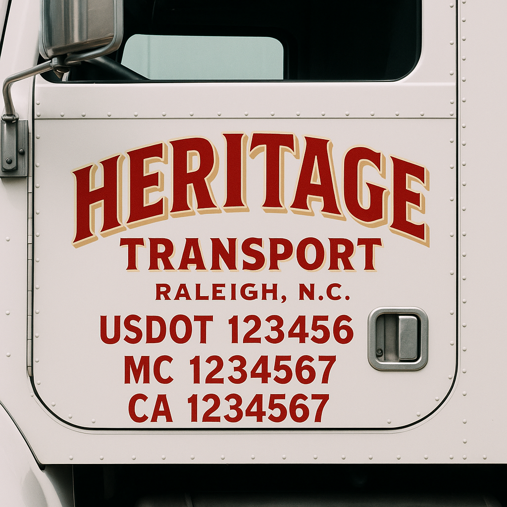 Custom Truck Door Decal Sticker Signs | Trucking or Business Name with City, USDOT, MC, CA Lettering Truck Signs