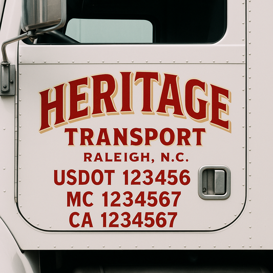 Custom Truck Door Decal Sticker Signs | Trucking or Business Name with City, USDOT, MC, CA Lettering Truck Signs