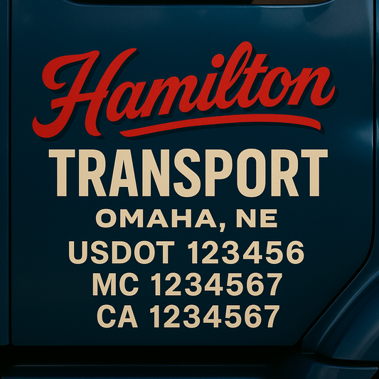Custom Truck Door Decal Sticker Signs | Trucking or Business Name with City, USDOT, MC, CA Lettering Truck Signs