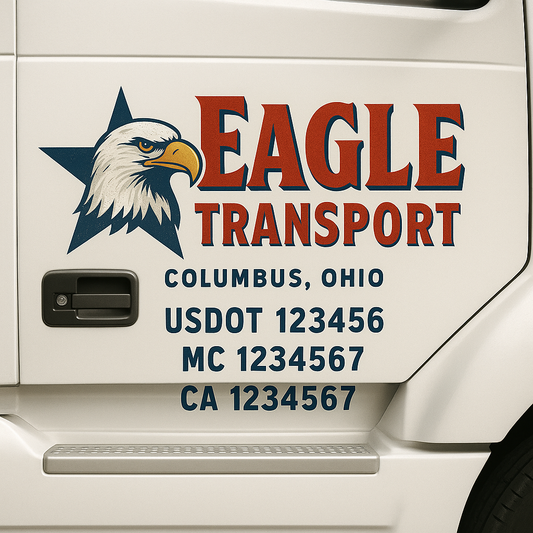 Custom Truck Door Decal Sticker Signs | Trucking or Business Name with City, USDOT, MC, CA Lettering Truck Signs