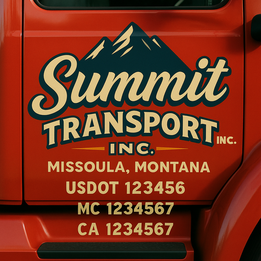 Custom Truck Door Decal Sticker Signs | Trucking or Business Name with City, USDOT, MC, CA Lettering Truck Signs