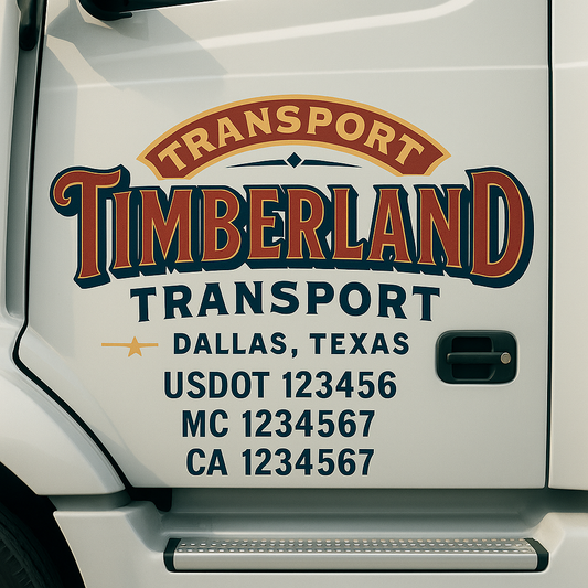 Custom Truck Door Decal Sticker Signs | Trucking or Business Name with City, USDOT, MC, CA Lettering Truck Signs
