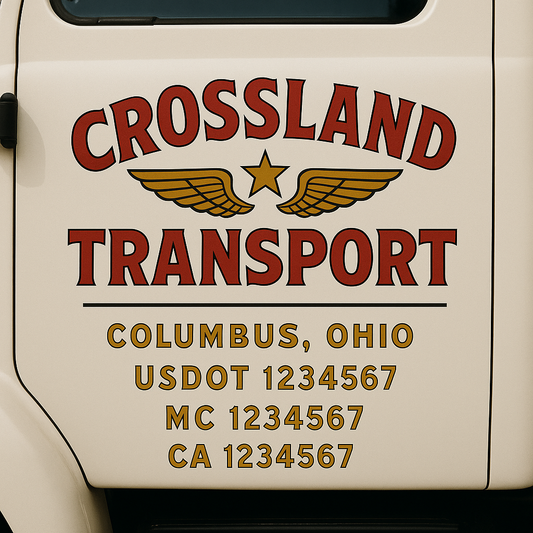 Custom Truck Door Decal Sticker Signs | Trucking or Business Name with City, USDOT, MC, CA Lettering Truck Signs