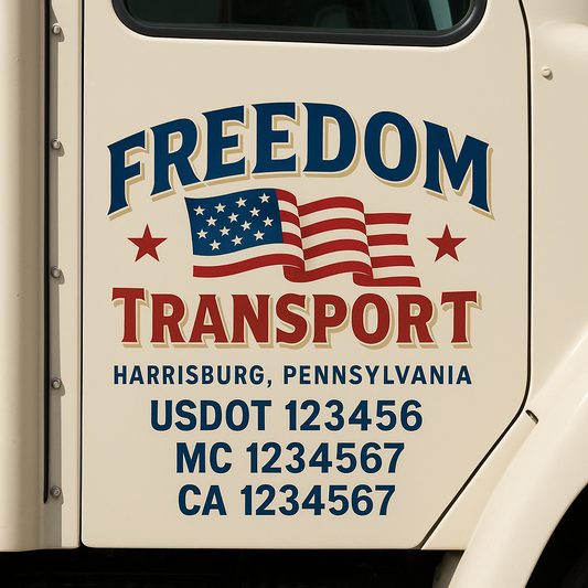 Custom Truck Door Decal Sticker Signs | Trucking or Business Name with City, USDOT, MC, CA Lettering Truck Signs
