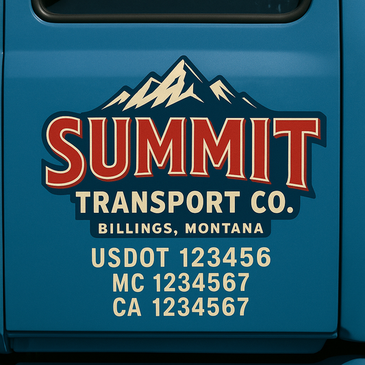 Custom Truck Door Decal Sticker Signs | Trucking or Business Name with City, USDOT, MC, CA Lettering Truck Signs