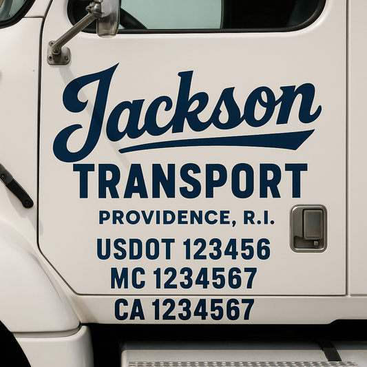Custom Truck Door Decal Sticker Signs | Trucking or Business Name with City, USDOT, MC, CA Lettering Truck Signs