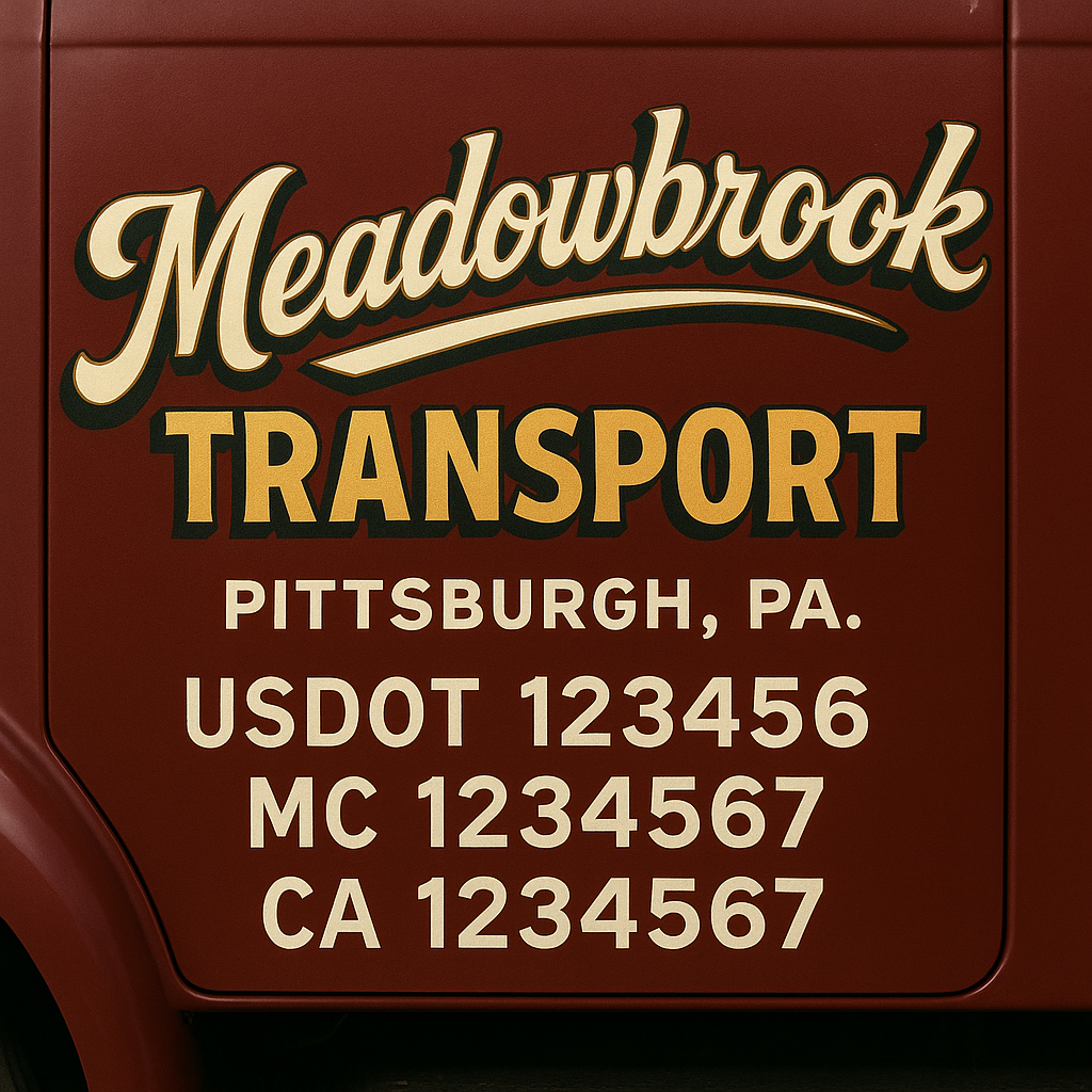 Custom Truck Door Decal Sticker Signs | Trucking or Business Name with City, USDOT, MC, CA Lettering Truck Signs