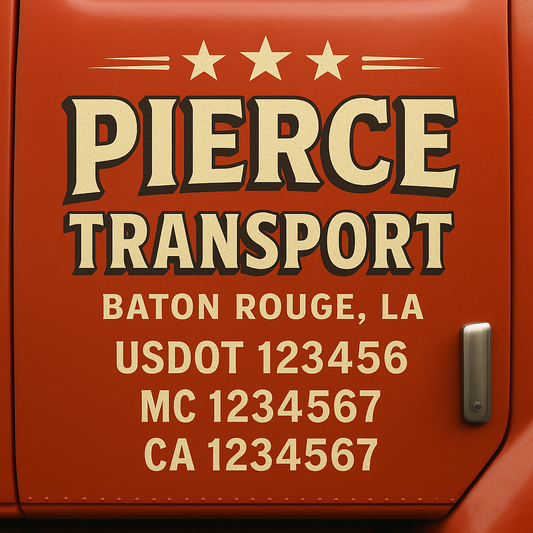 Custom Truck Door Decal Sticker Signs | Trucking or Business Name with City, USDOT, MC, CA Lettering Truck Signs