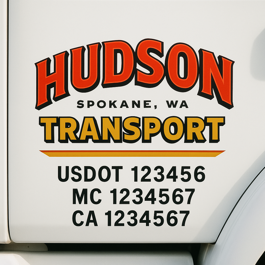 Custom Truck Door Decal Sticker Signs | Trucking or Business Name with City, USDOT, MC, CA Lettering Truck Signs