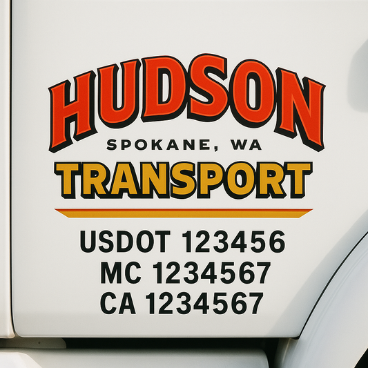 Custom Truck Door Decal Sticker Signs | Trucking or Business Name with City, USDOT, MC, CA Lettering Truck Signs