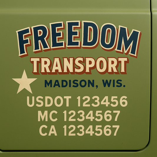 Custom Truck Door Decal Sticker Signs | Trucking or Business Name with City, USDOT, MC, CA Lettering Truck Signs