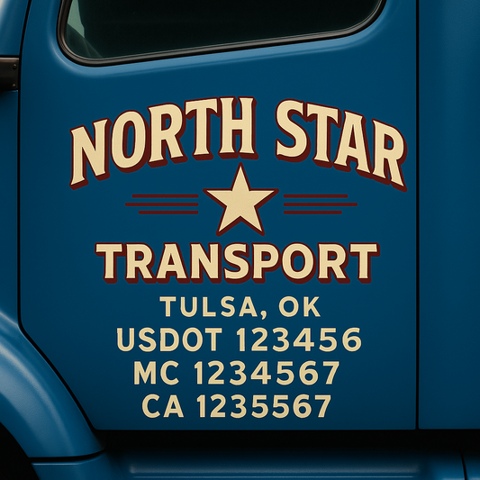 Custom Truck Door Decal Sticker Signs | Trucking or Business Name with City, USDOT, MC, CA Lettering Truck Signs