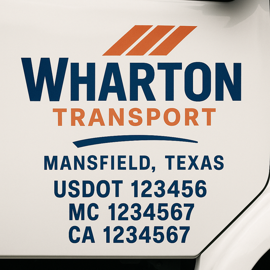 Custom Truck Door Decal Sticker Signs | Trucking or Business Name with City, USDOT, MC, CA Lettering Truck Signs