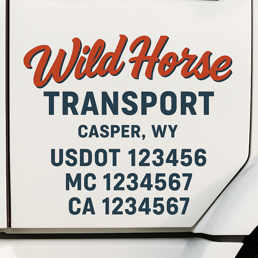 Custom Truck Door Decal Sticker Signs | Trucking or Business Name with City, USDOT, MC, CA Lettering Truck Signs