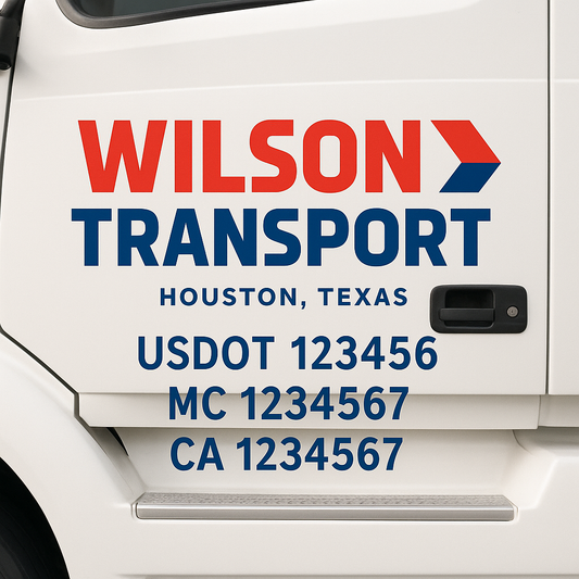 Custom Truck Door Decal Sticker Signs | Trucking or Business Name with City, USDOT, MC, CA Lettering Truck Signs