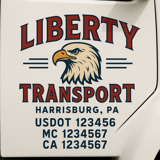Custom Truck Door Decal Sticker Signs | Trucking or Business Name with City, USDOT, MC, CA Lettering Truck Signs