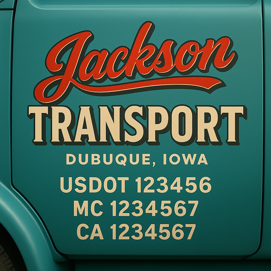 Custom Truck Door Decal Sticker Signs | Trucking or Business Name with City, USDOT, MC, CA Lettering Truck Signs