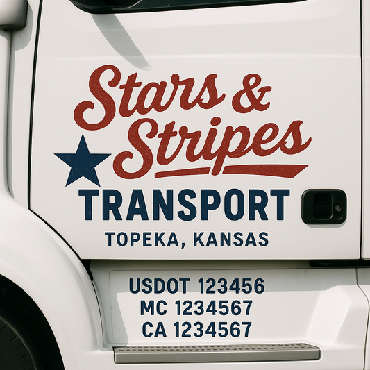 Custom Truck Door Decal Sticker Signs | Trucking or Business Name with City, USDOT, MC, CA Lettering Truck Signs