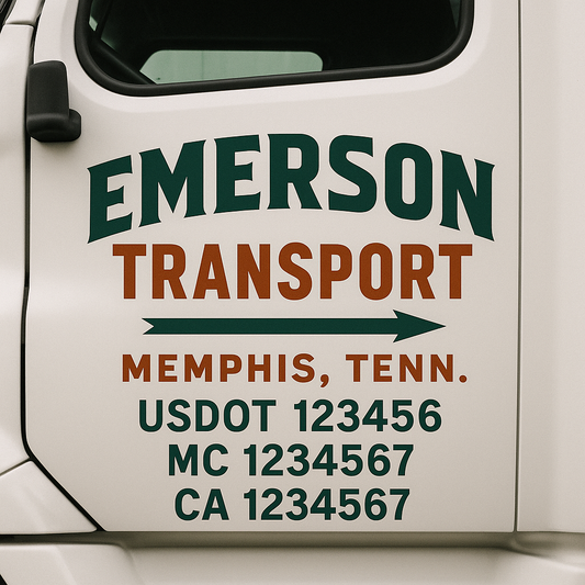 Custom Truck Door Decal Sticker Signs | Trucking or Business Name with City, USDOT, MC, CA Lettering Truck Signs