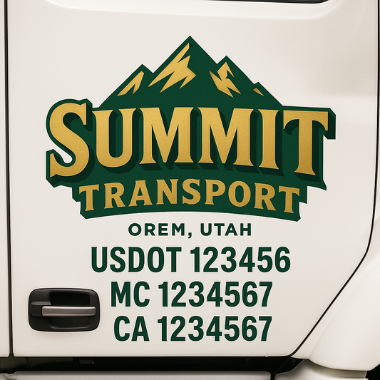 Custom Truck Door Decal Sticker Signs | Trucking or Business Name with City, USDOT, MC, CA Lettering Truck Signs