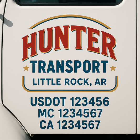 Custom Truck Door Decal Sticker Signs | Trucking or Business Name with City, USDOT, MC, CA Lettering Truck Signs