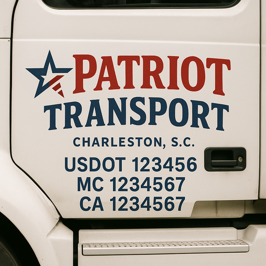 Custom Truck Door Decal Sticker Signs | Trucking or Business Name with City, USDOT, MC, CA Lettering Truck Signs