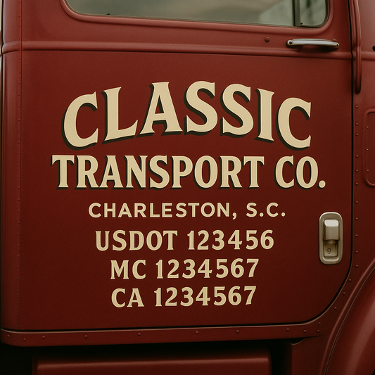 Custom Truck Door Decal Sticker Signs | Trucking or Business Name with City, USDOT, MC, CA Lettering Truck Signs