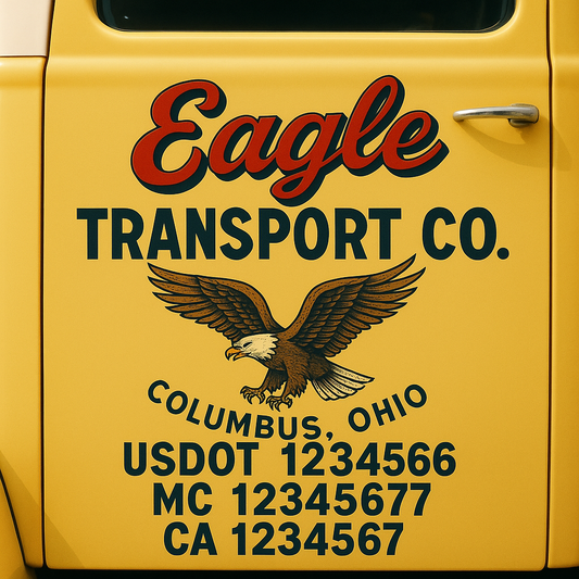 Custom Truck Door Decal Sticker Signs | Trucking or Business Name with City, USDOT, MC, CA Lettering Truck Signs