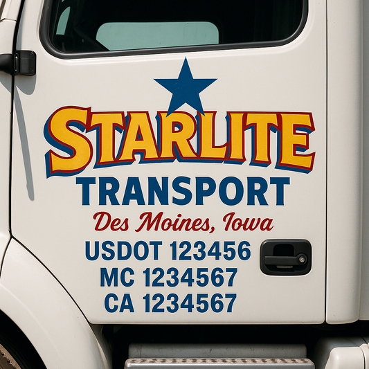 Custom Truck Door Decal Sticker Signs | Trucking or Business Name with City, USDOT, MC, CA Lettering Truck Signs