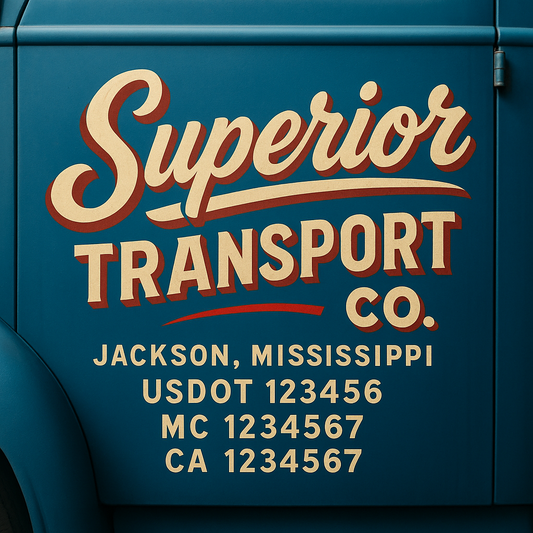 Custom Truck Door Decal Sticker Signs | Trucking or Business Name with City, USDOT, MC, CA Lettering Truck Signs