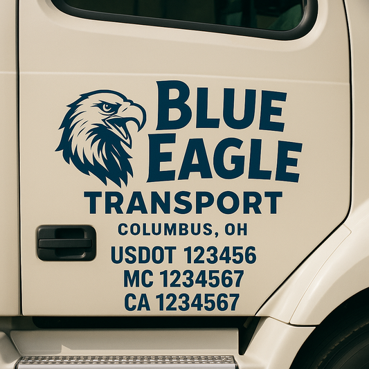 Custom Truck Door Decal Sticker Signs | Trucking or Business Name with City, USDOT, MC, CA Lettering Truck Signs