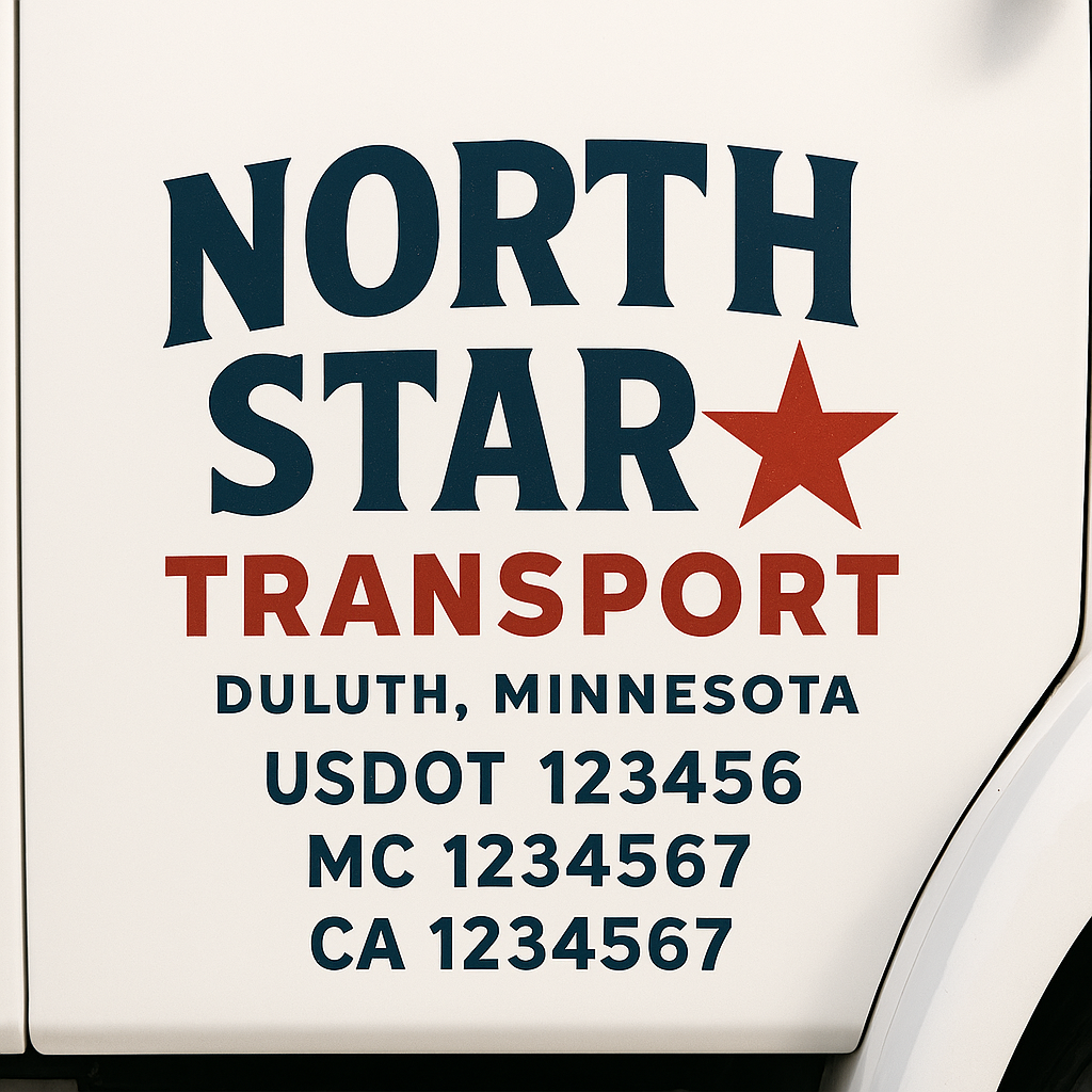Custom Truck Door Decal Sticker Signs | Trucking or Business Name with City, USDOT, MC, CA Lettering Truck Signs