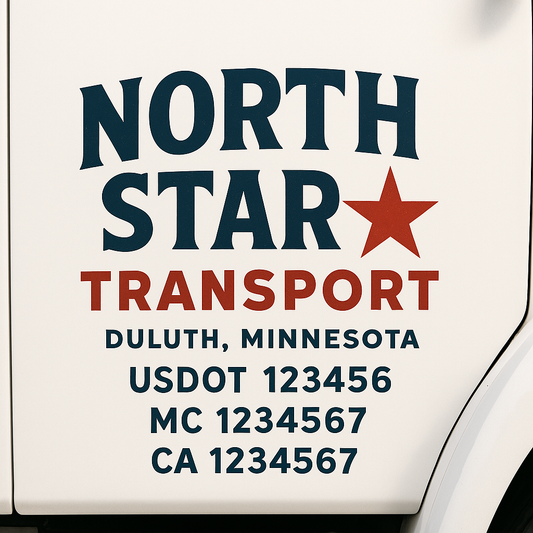 Custom Truck Door Decal Sticker Signs | Trucking or Business Name with City, USDOT, MC, CA Lettering Truck Signs
